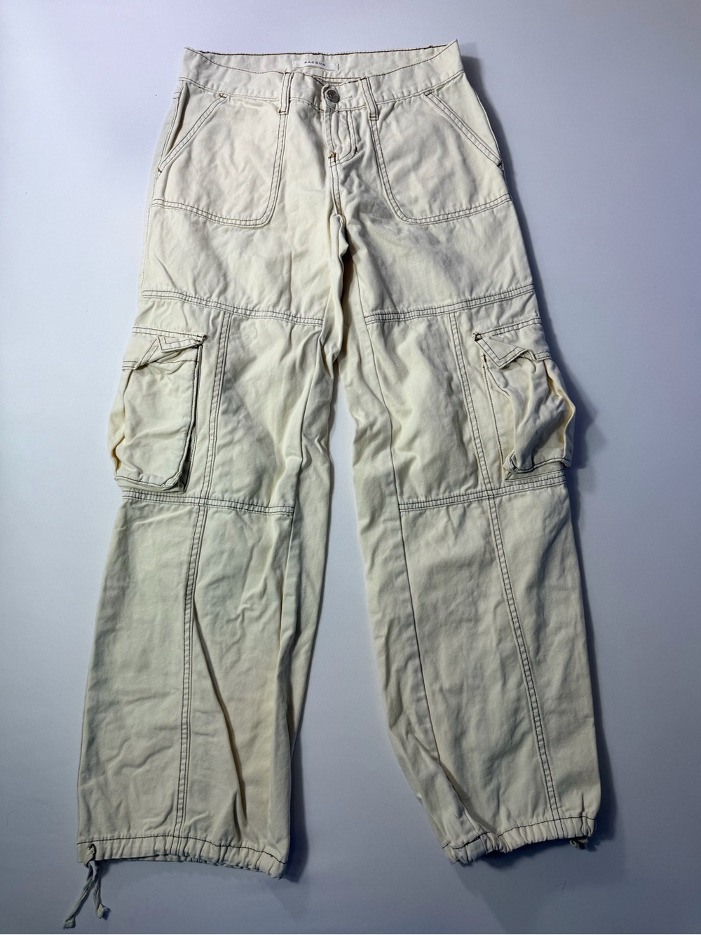 Pacsun Women’s Cargo Pants in Cream - Casual Utility Style Size 25